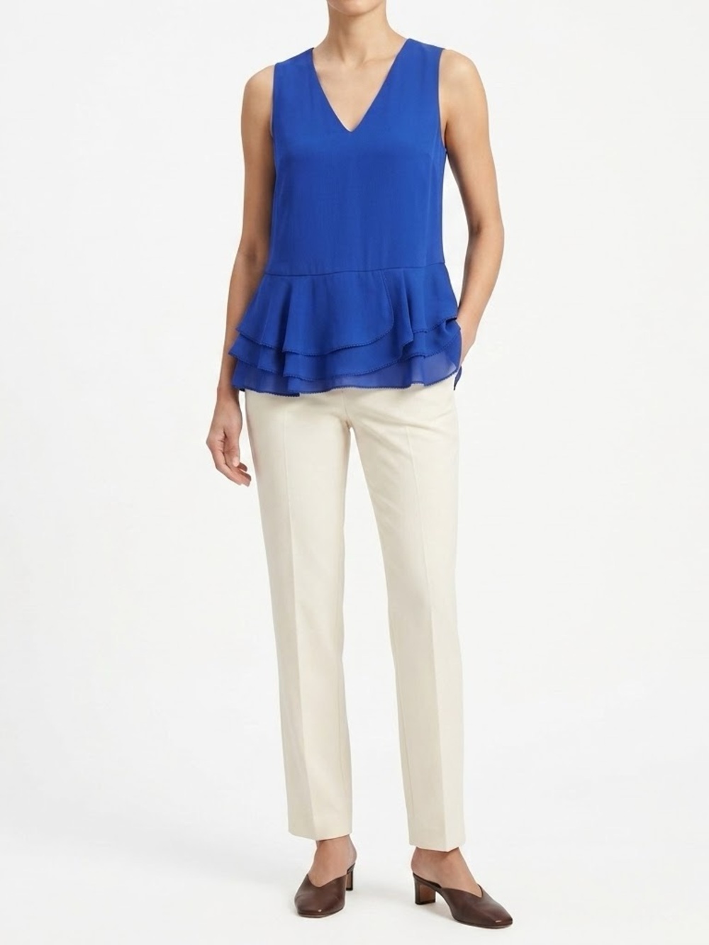Banana Republic Royal Blue V-Neck Blouse